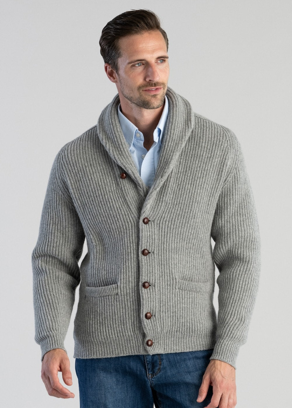 Lambswool Windsor Shawl Jacket - Flannel - 3