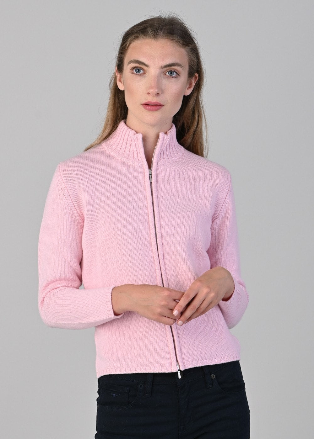 Amelia Cashmere High Neck Zip - Marshmallow - 2