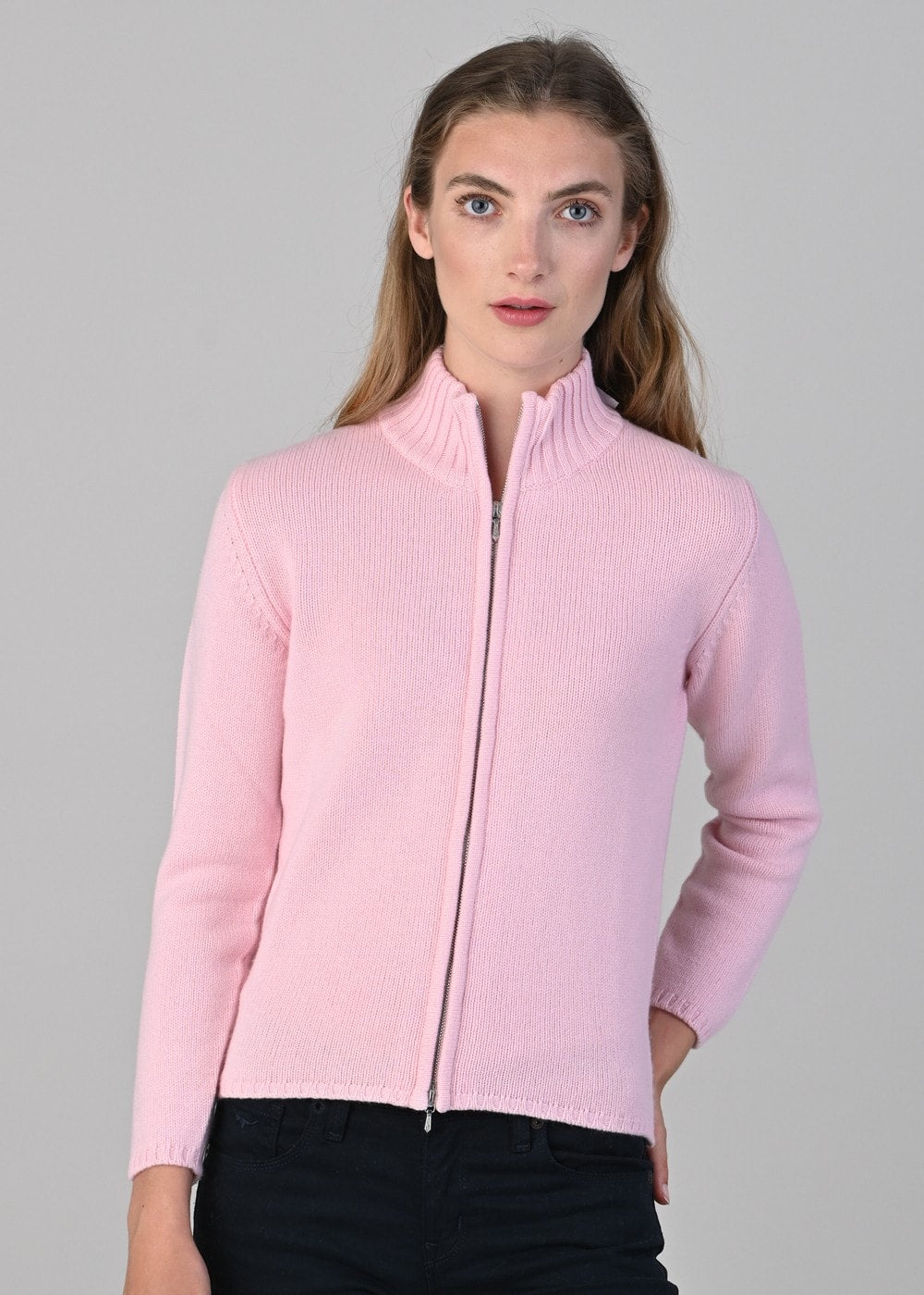 Amelia Cashmere High Neck Zip - Marshmallow - 4