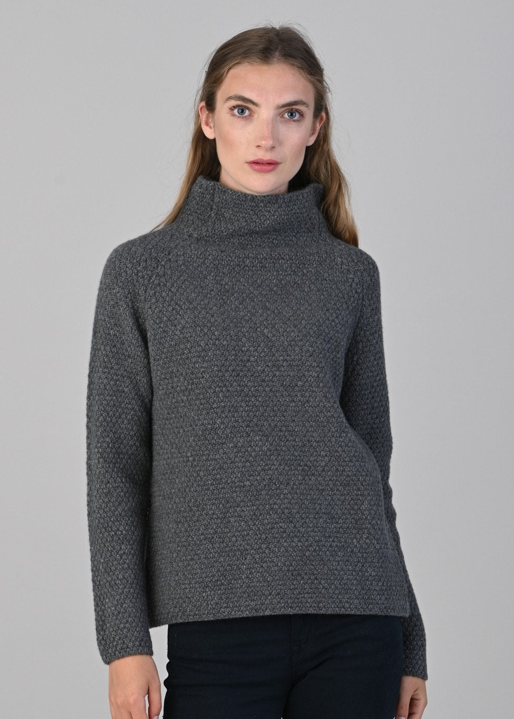 Olivia Cashmere Funnel Neck - Derby Grey - 2