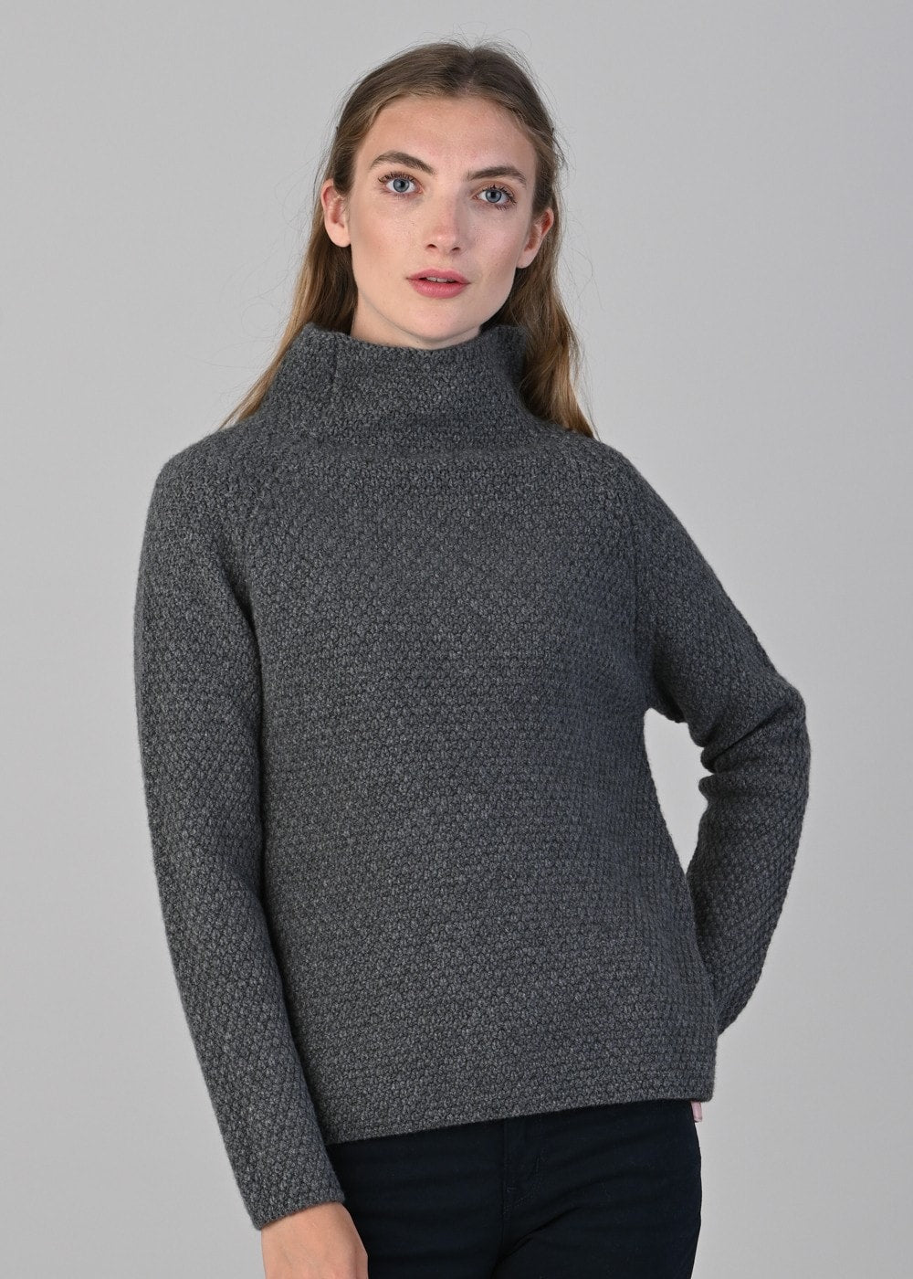 Olivia Cashmere Funnel Neck - Derby Grey - 3