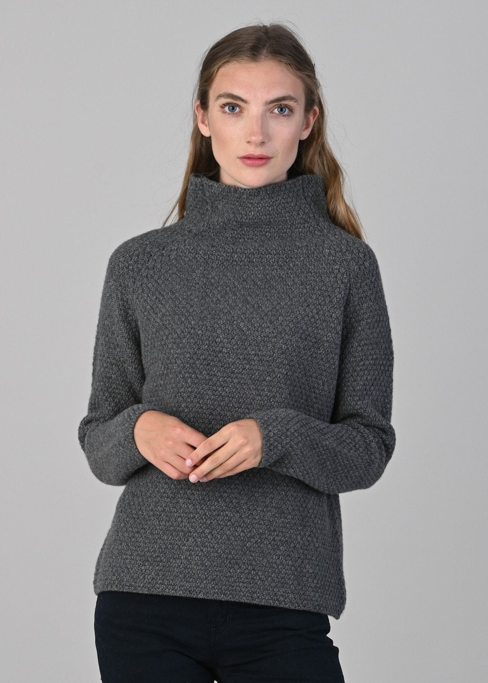 Olivia Cashmere Funnel Neck - Derby Grey - 4