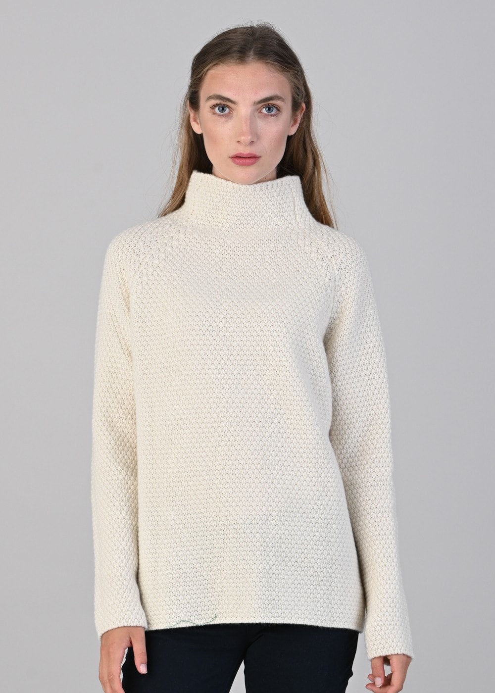 Olivia Cashmere Funnel Neck - White Undyed - 2