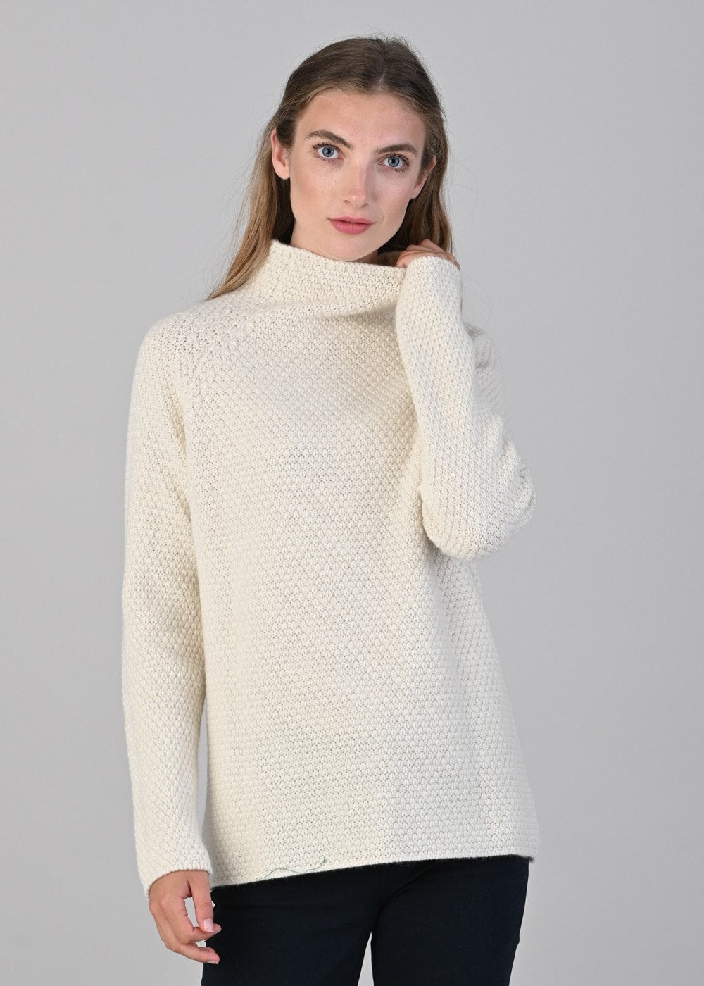 Olivia Cashmere Funnel Neck - White Undyed - 3