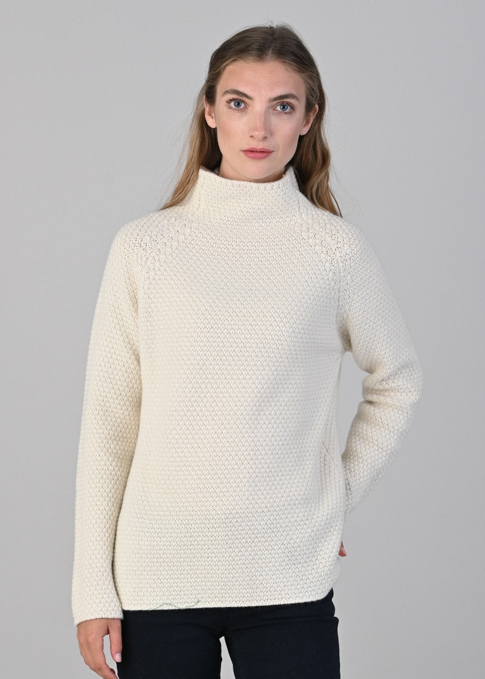 Olivia Cashmere Funnel Neck - White Undyed - 4