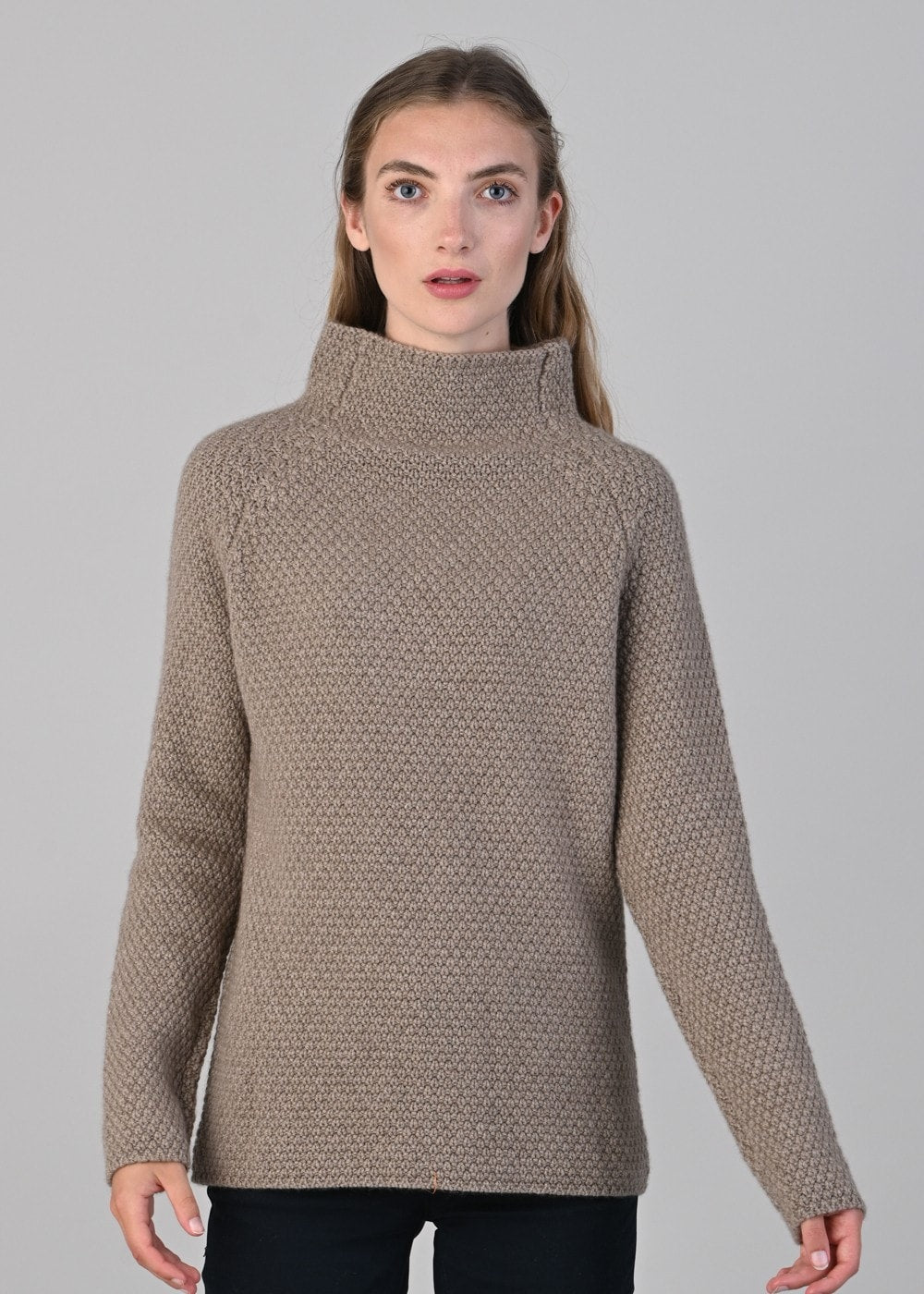 Olivia Cashmere Funnel Neck - Dark Natural - 2