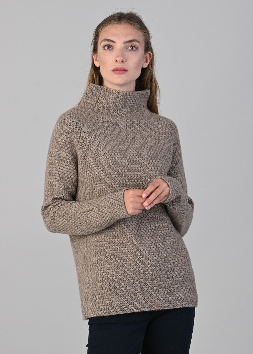 Olivia Cashmere Funnel Neck - Dark Natural - 3