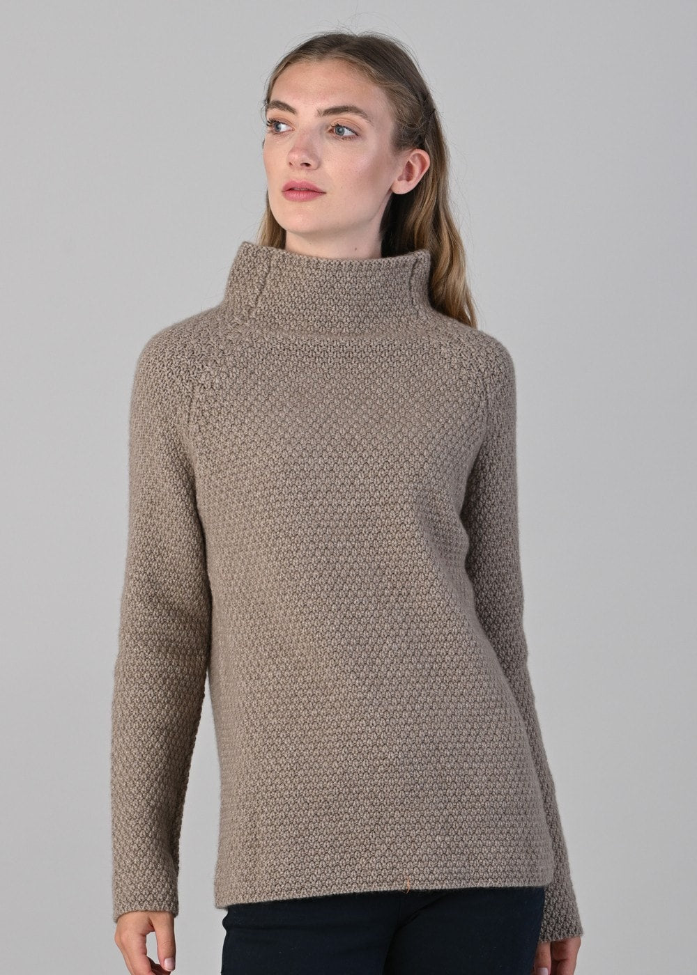 Olivia Cashmere Funnel Neck - Dark Natural - 4