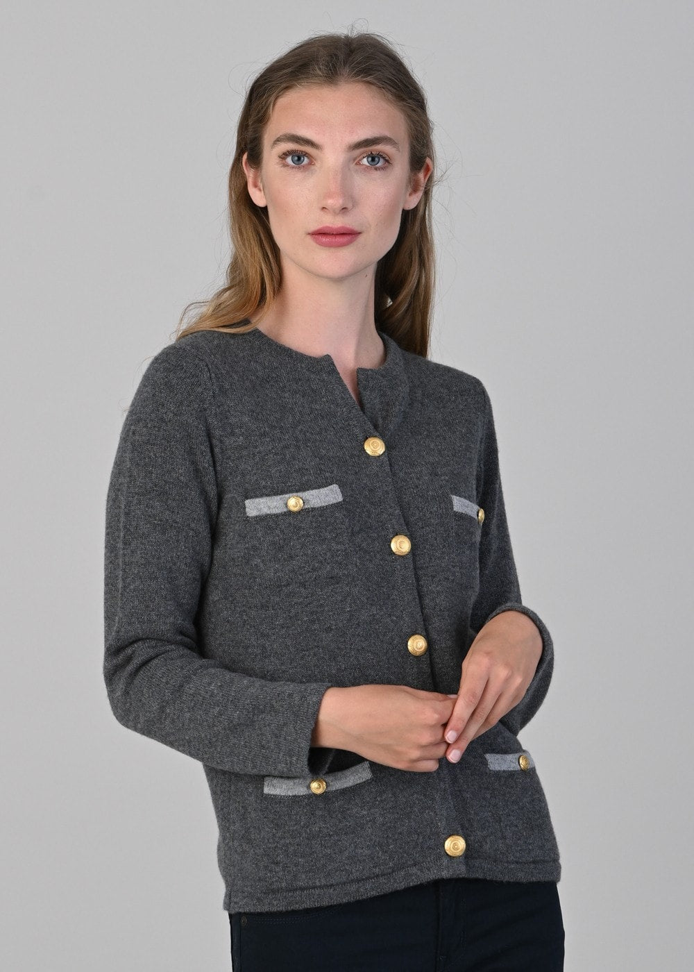 Evie Cashmere Jacket - Derby Grey and Brume - 2