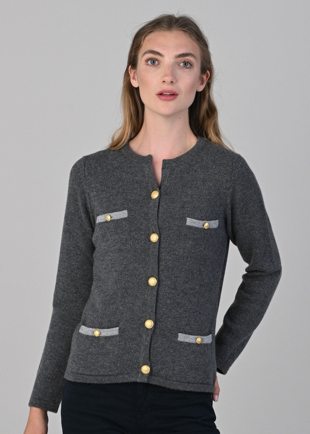 Evie Cashmere Jacket - Derby Grey and Brume - 3