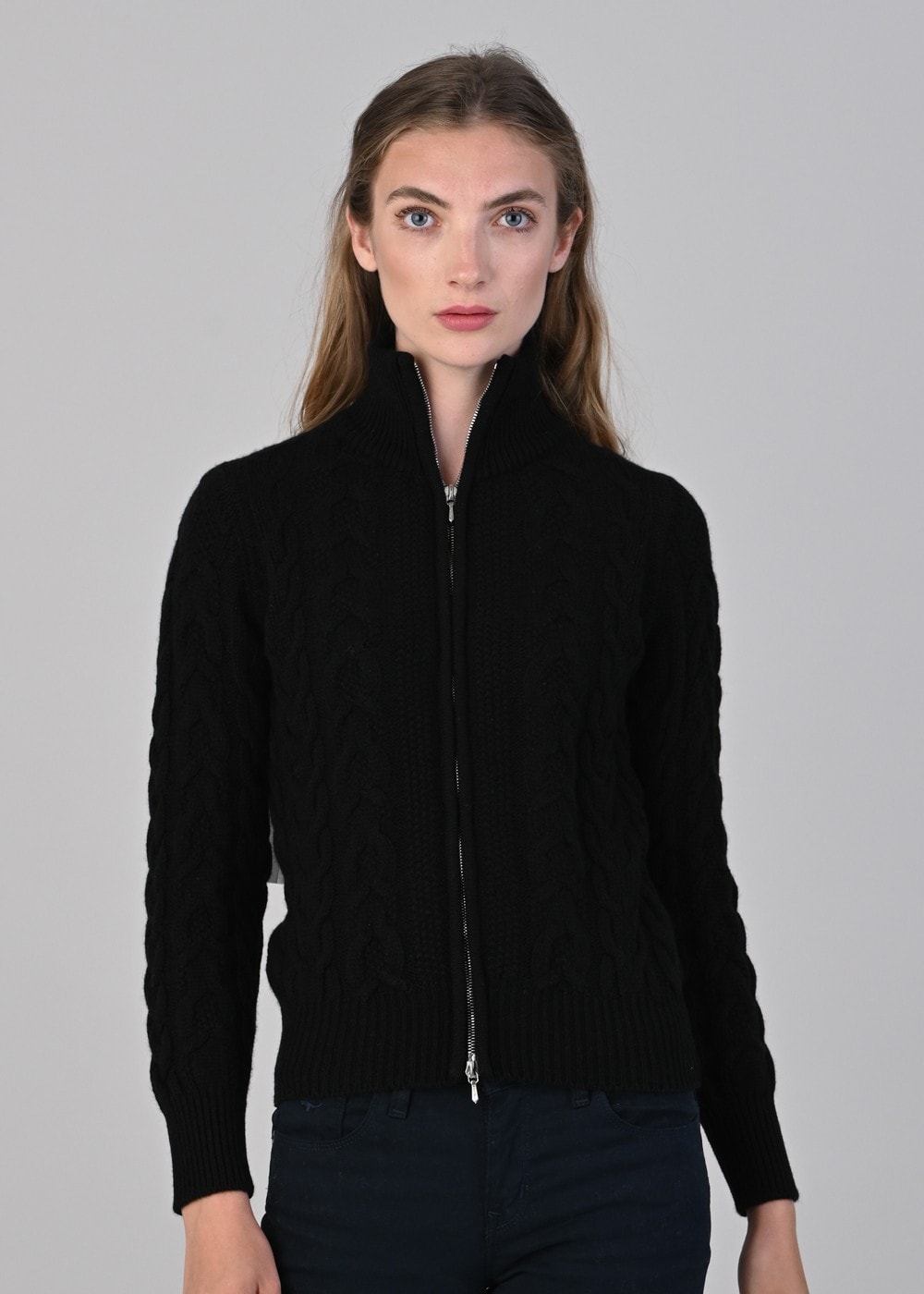 Rosie Cashmere Cable Jacket - Black - 2