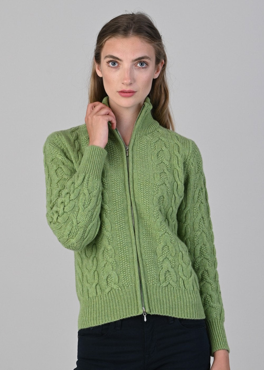 Rosie Cashmere Cable Jacket - Foliage - 2