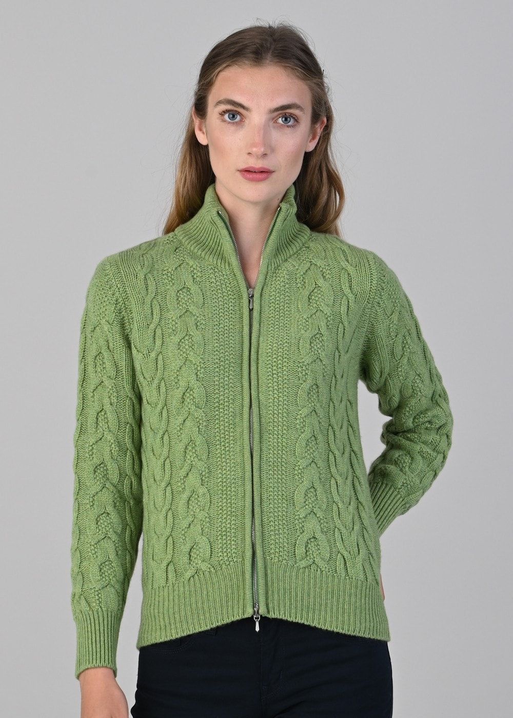 Rosie Cashmere Cable Jacket - Foliage - 4