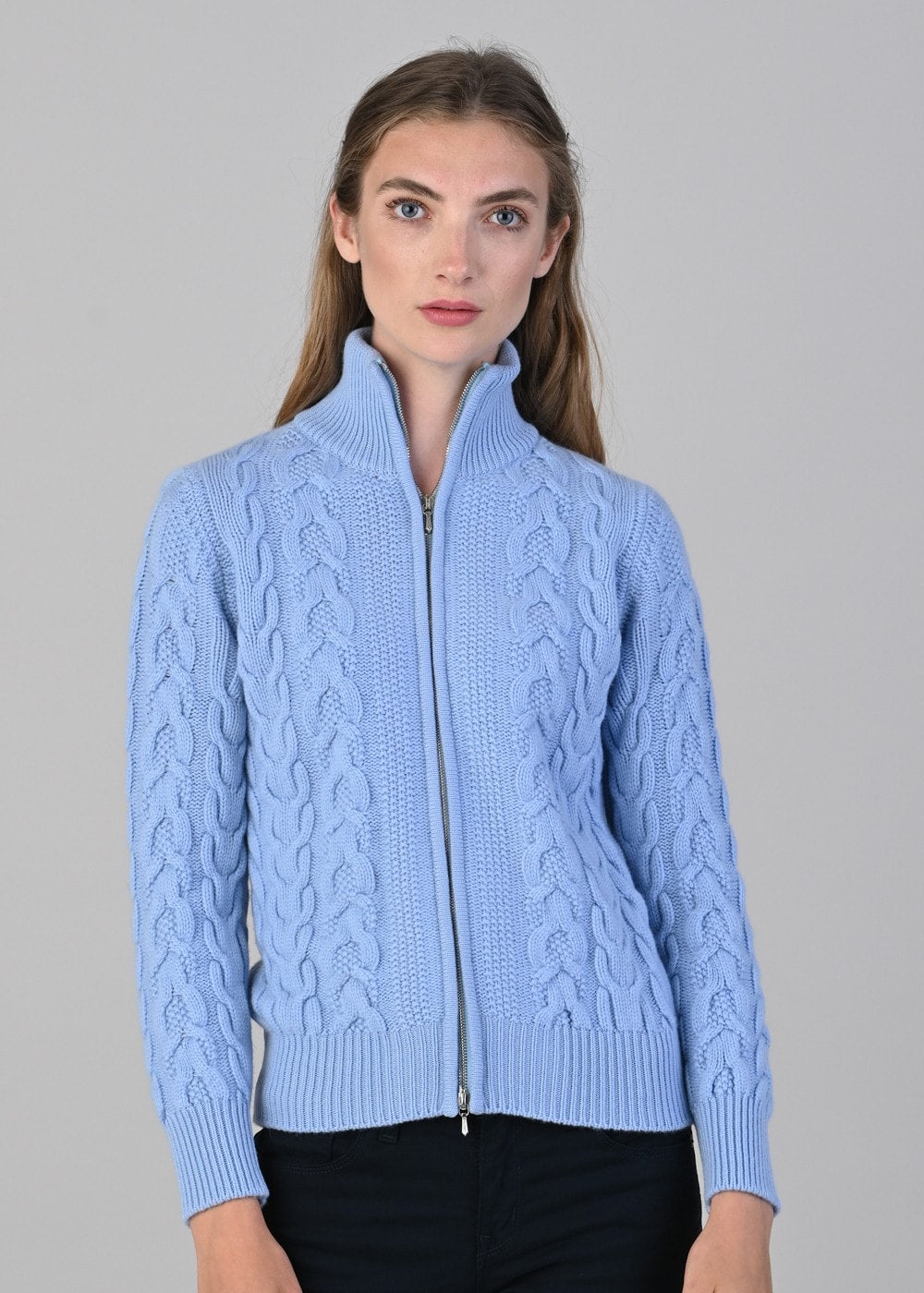 Rosie Cashmere Cable Jacket - Hyacinth - 2