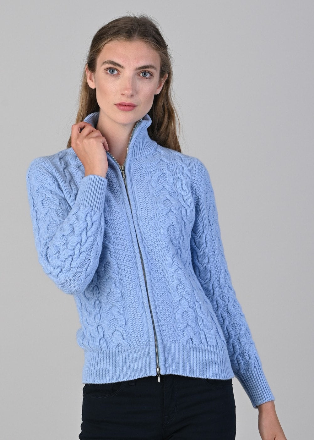 Rosie Cashmere Cable Jacket - Hyacinth - 3