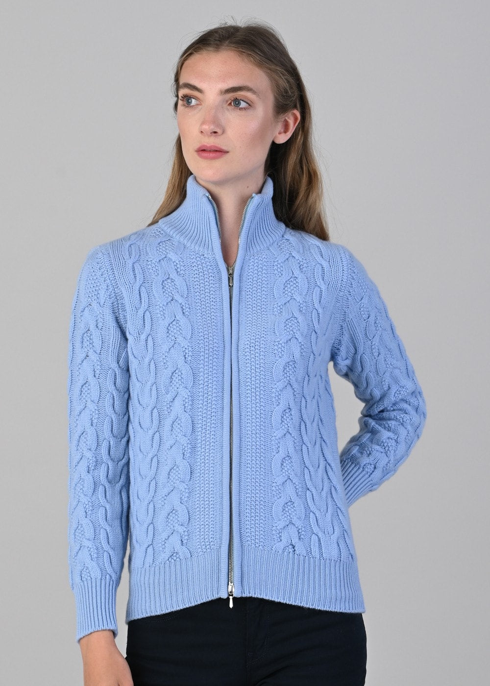 Rosie Cashmere Cable Jacket - Hyacinth - 4