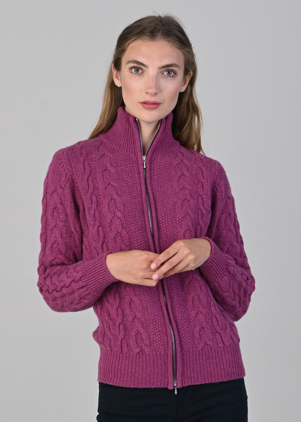 Rosie Cashmere Cable Jacket - Loganberry - 2