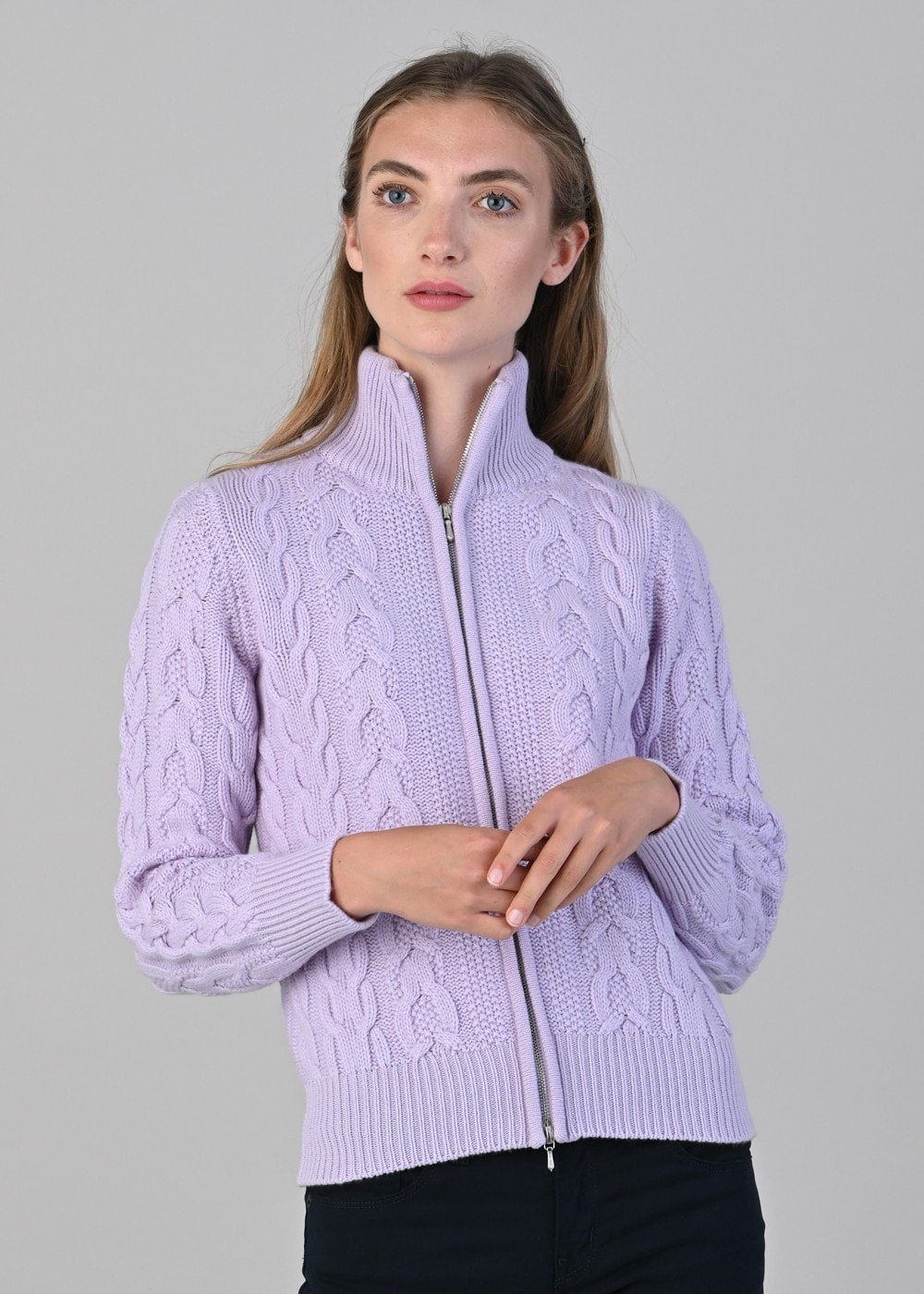 Rosie Cashmere Cable Jacket - Freesia - 3