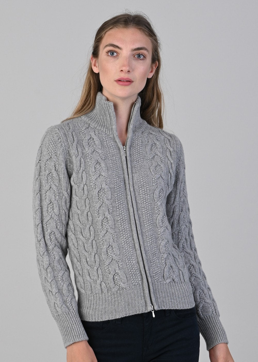 Rosie Cashmere Cable Jacket - Brume - 2