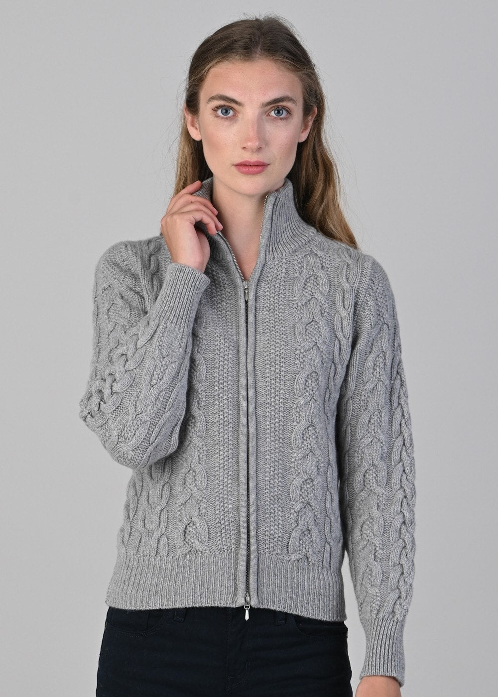 Rosie Cashmere Cable Jacket - Brume - 3