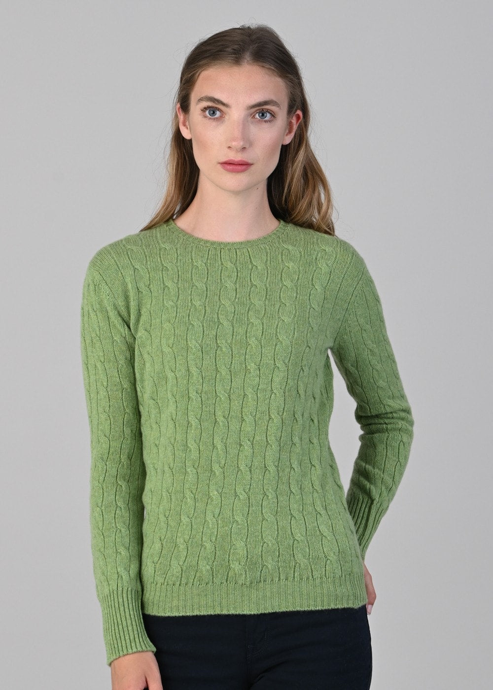 Sophia Cashmere Cable Crew Neck - Foliage - 4