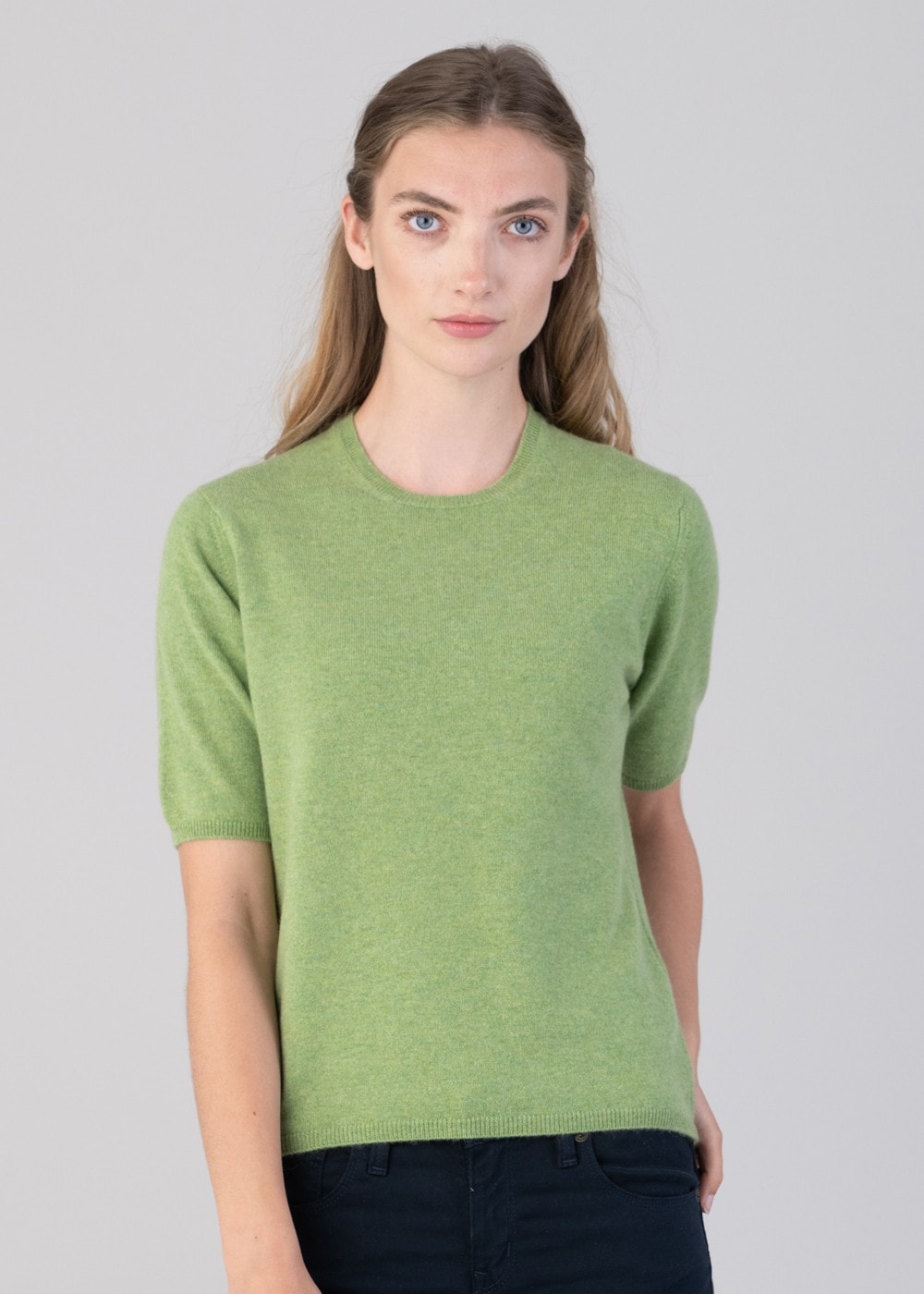 Millie Cashmere Short Sleeve Crew - Foliage - 3