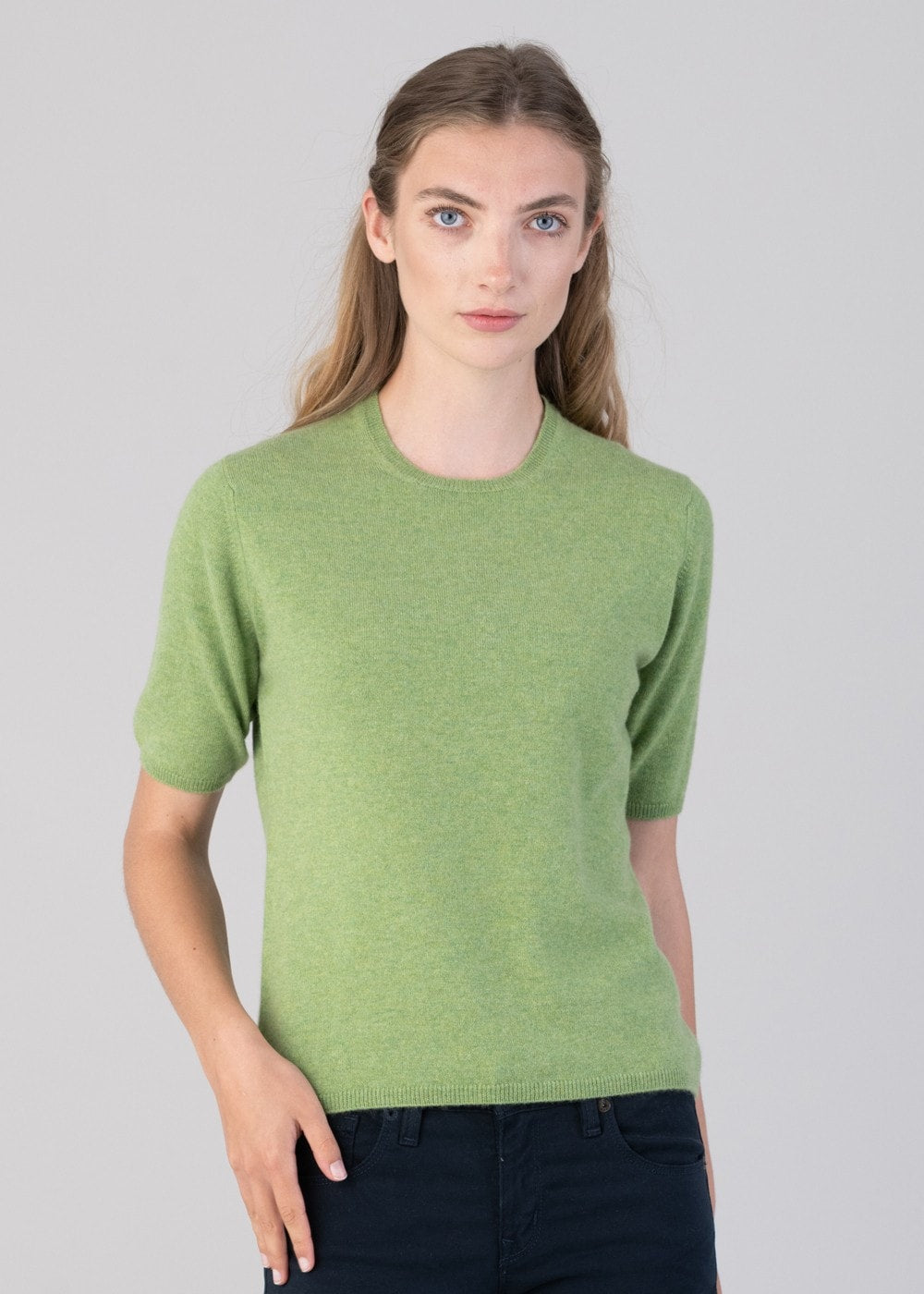 Millie Cashmere Short Sleeve Crew - Foliage - 4