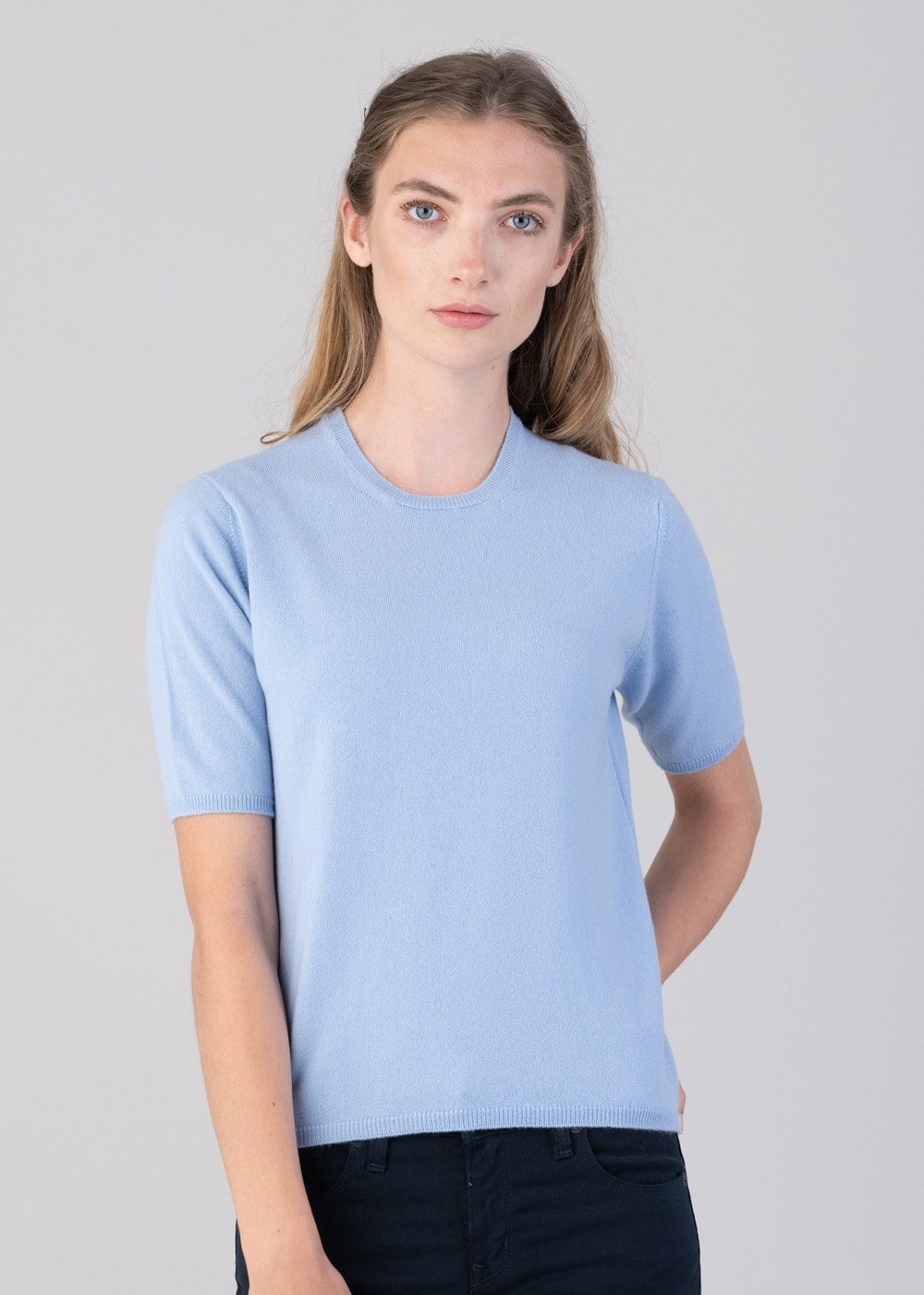 Millie Cashmere Short Sleeve Crew - Hyacinth - 2