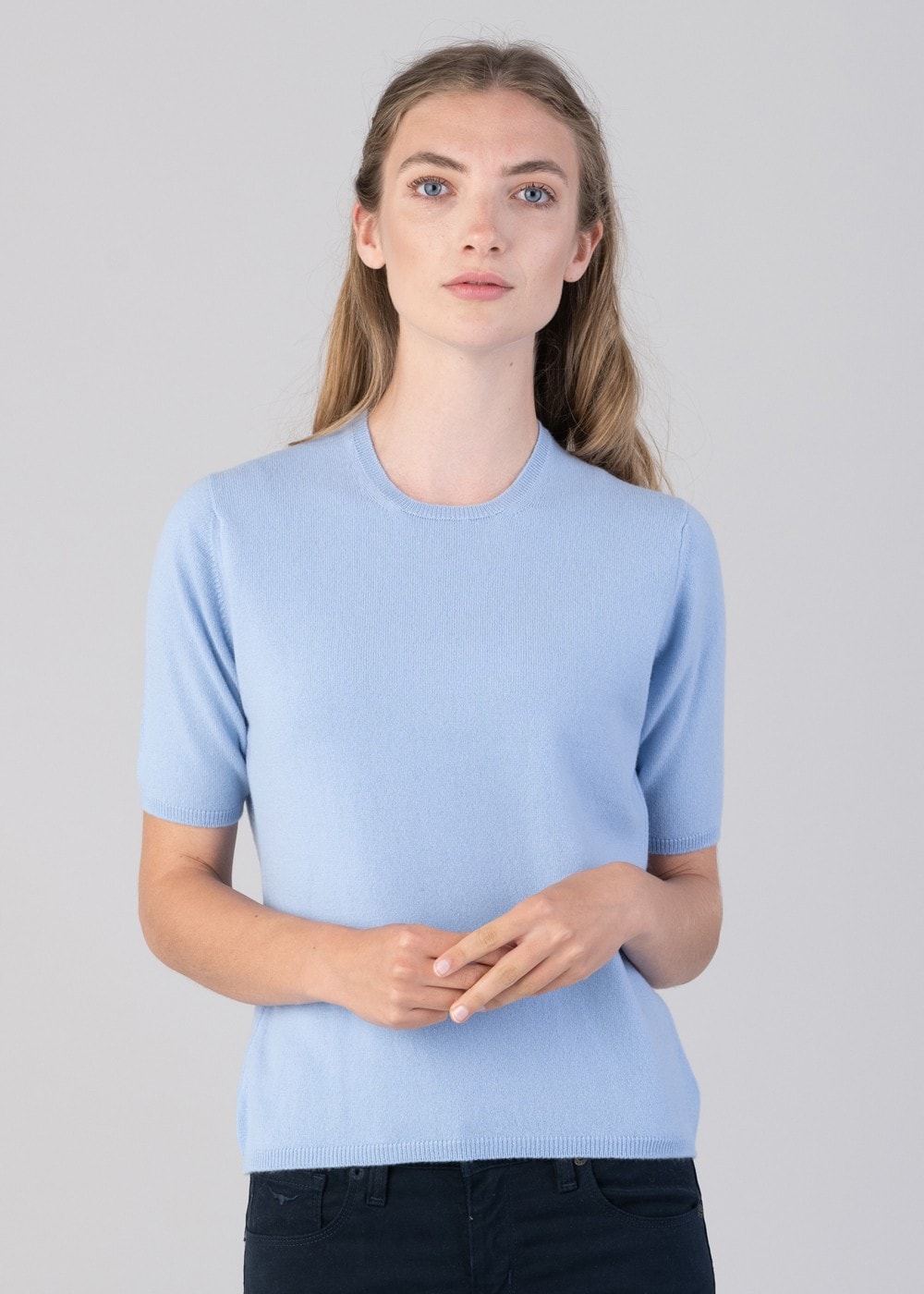 Millie Cashmere Short Sleeve Crew - Hyacinth - 3