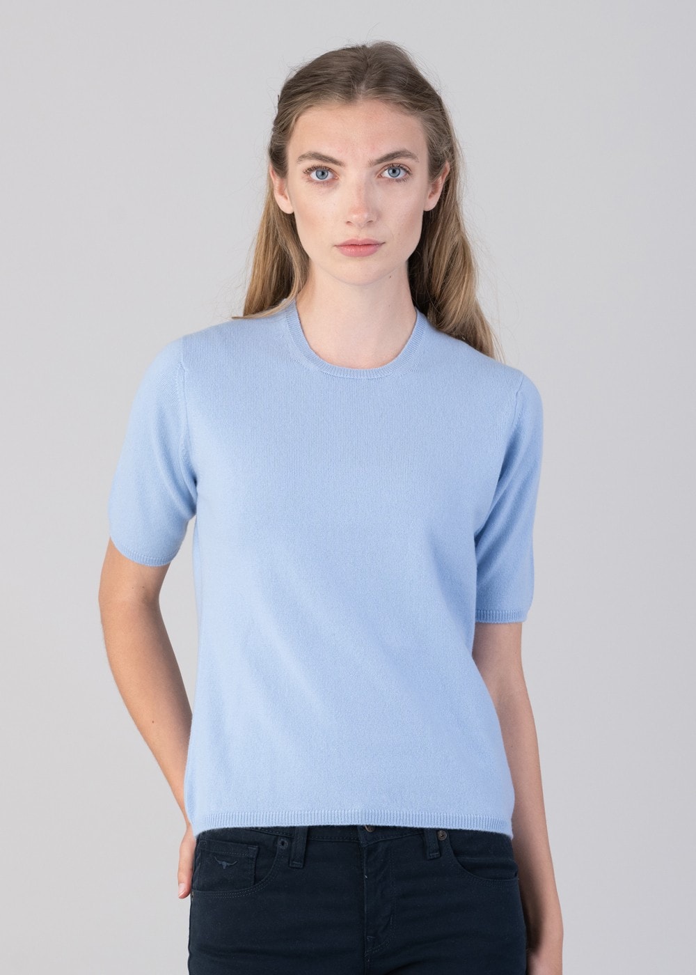 Millie Cashmere Short Sleeve Crew - Hyacinth - 4