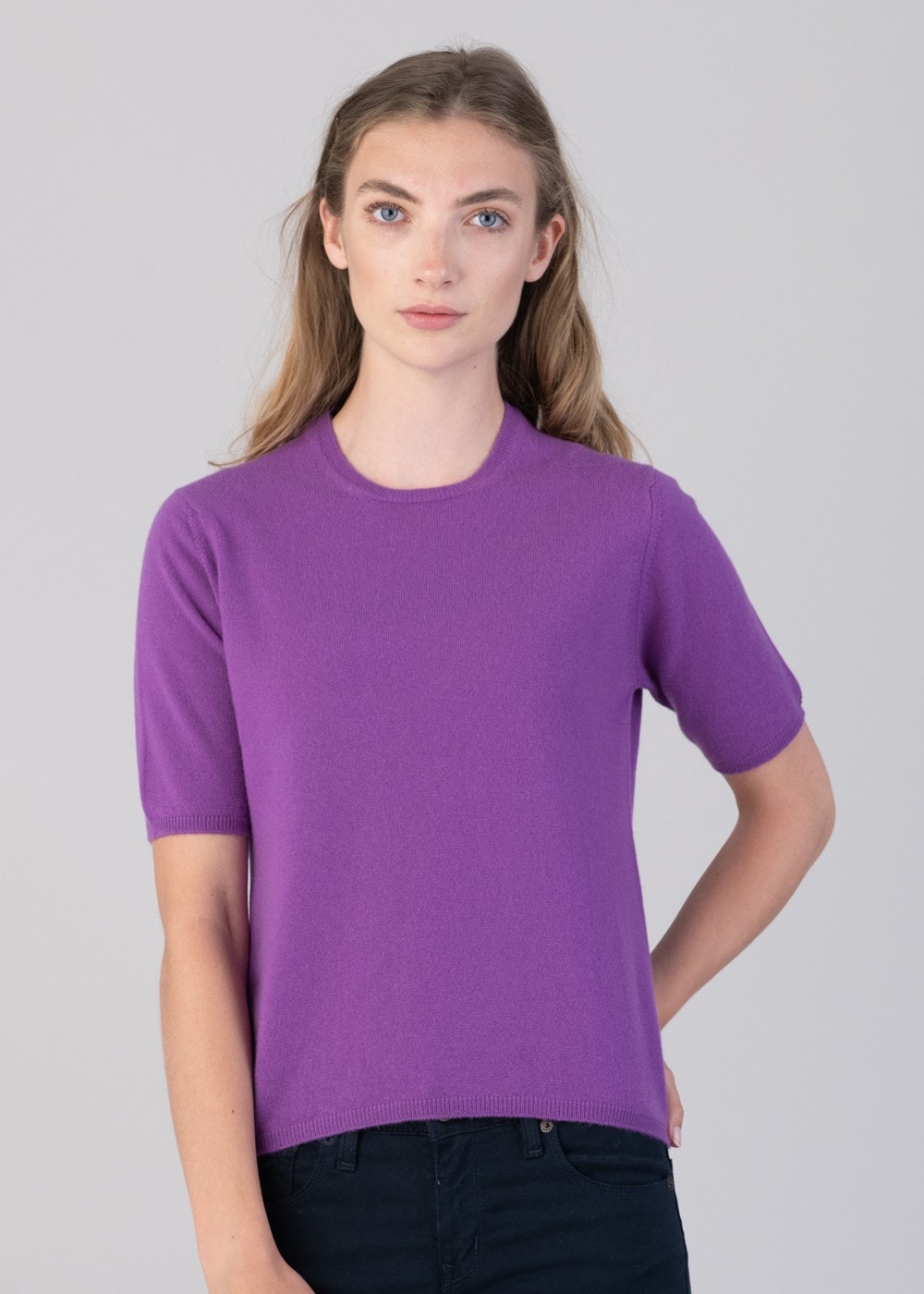 Millie Cashmere Short Sleeve Crew - Sari - 2