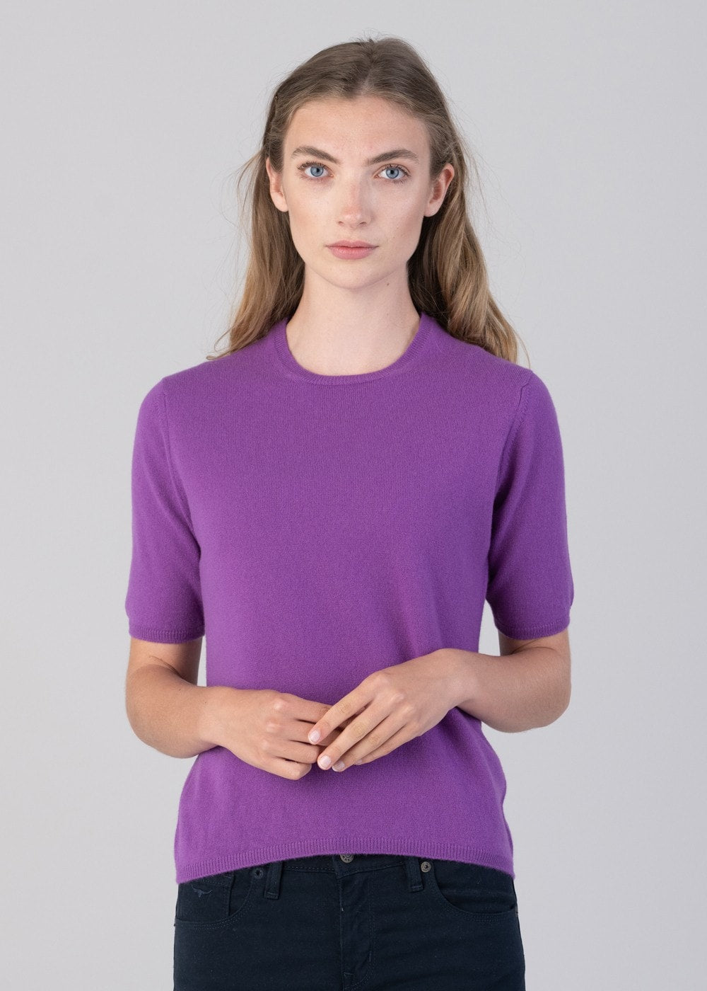 Millie Cashmere Short Sleeve Crew - Sari - 3