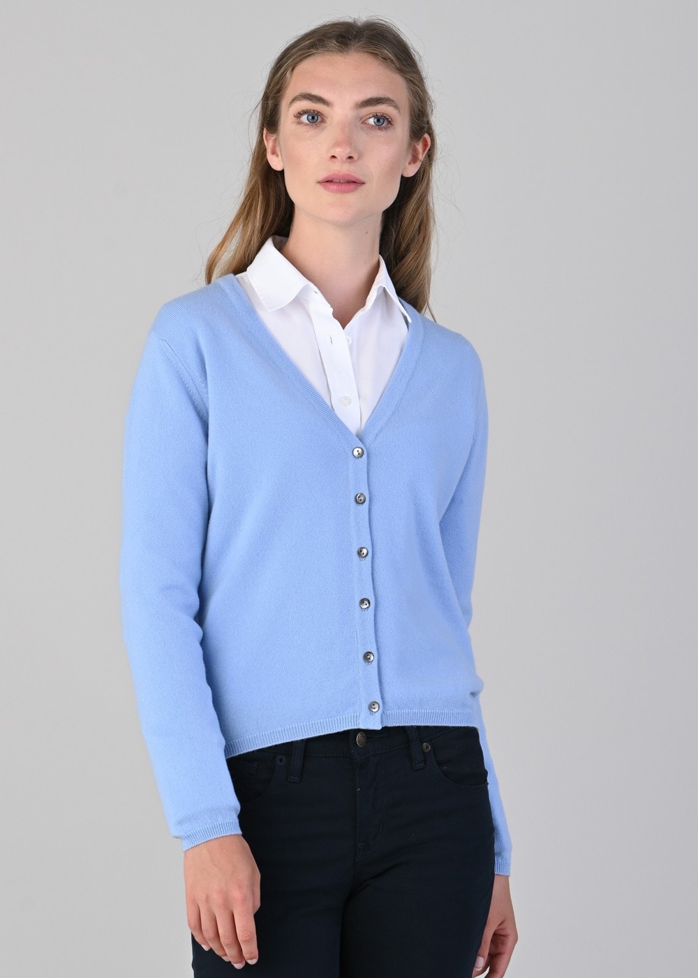 Millie Cashmere Vee Cardigan - Hyacinth - 2