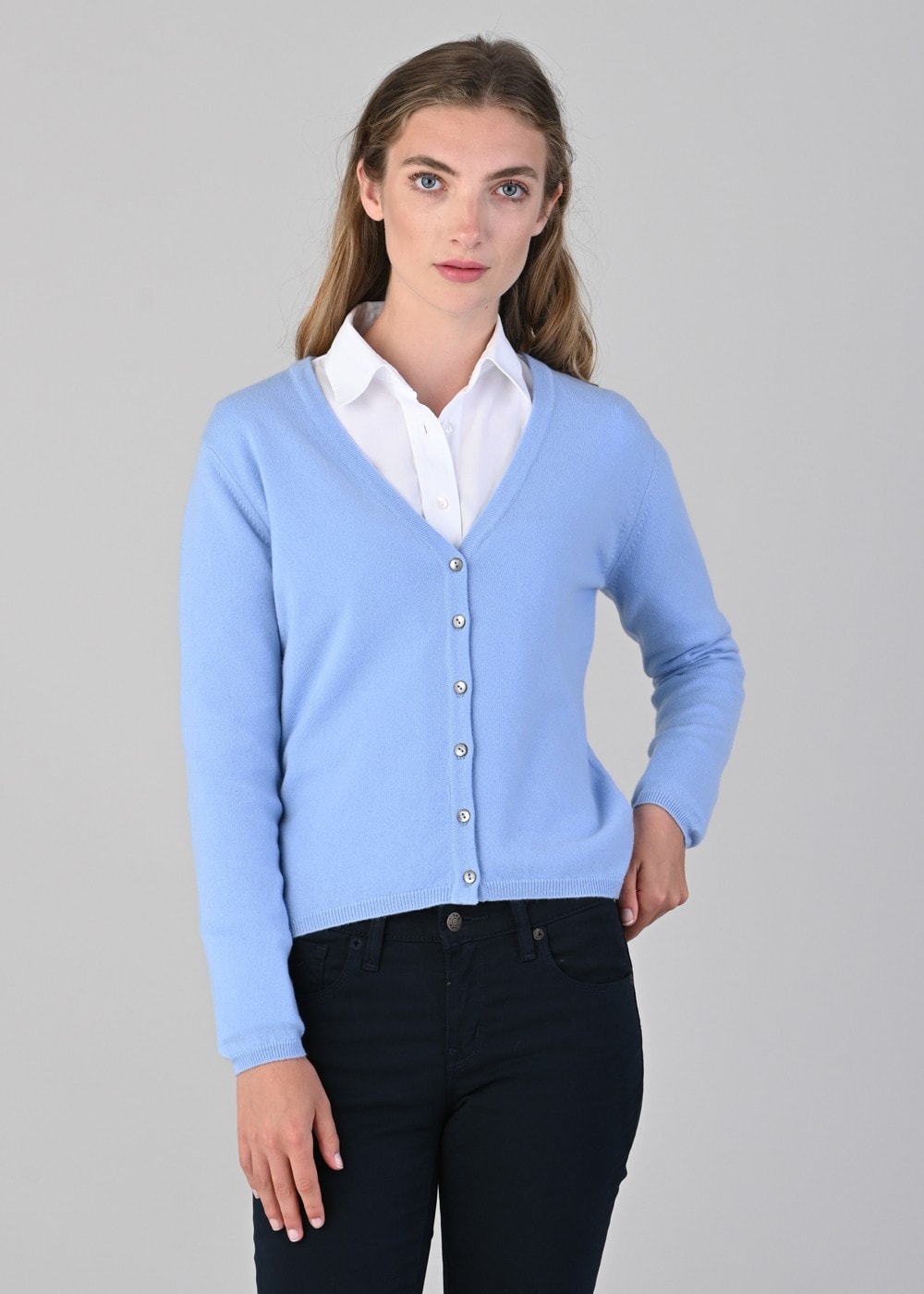 Millie Cashmere Vee Cardigan - Hyacinth - 3