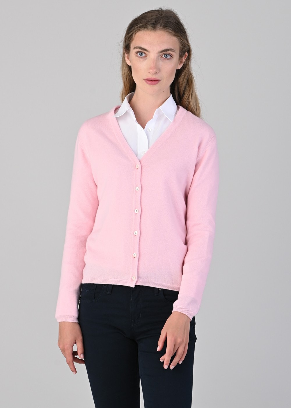 Millie Cashmere Vee Cardigan - Marshmallow - 2