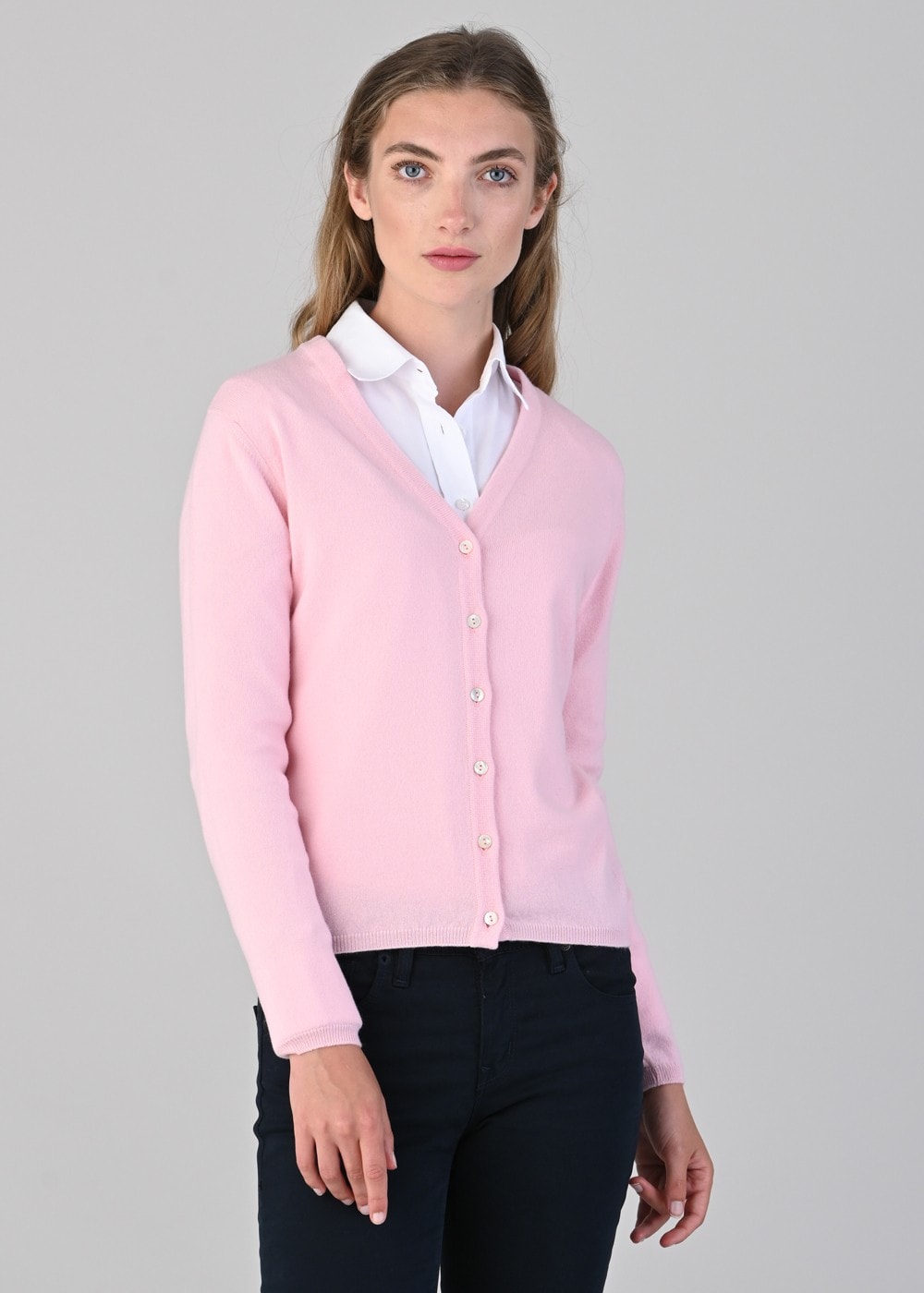 Millie Cashmere Vee Cardigan - Marshmallow - 3