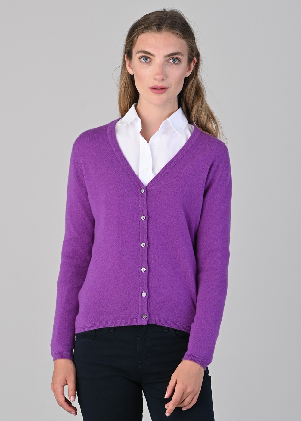 Millie Cashmere Vee Cardigan - Sari - 2