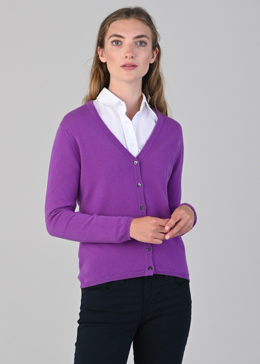 Millie Cashmere Vee Cardigan - Sari - 3