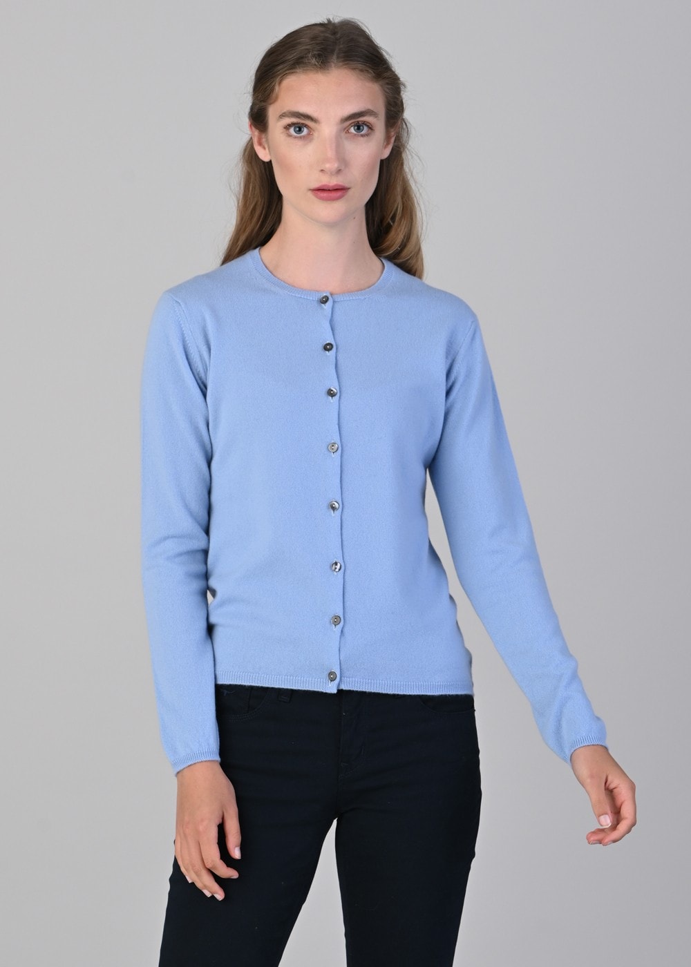 Millie Cashmere High Button Cardigan - Hyacinth - 2