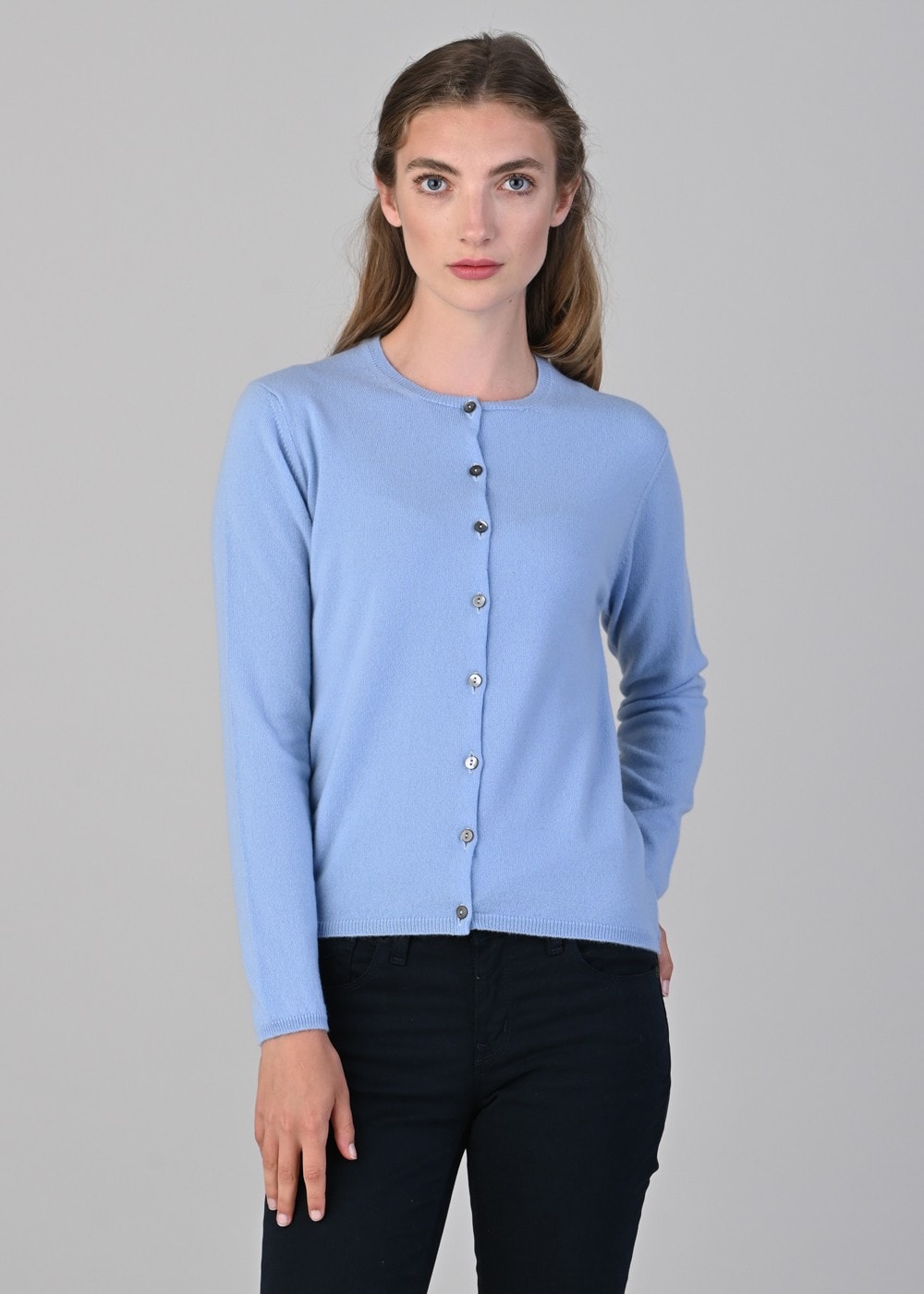 Millie Cashmere High Button Cardigan - Hyacinth - 4