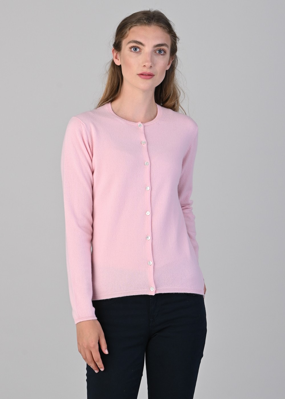 Millie Cashmere High Button Cardigan - Marshmallow - 2