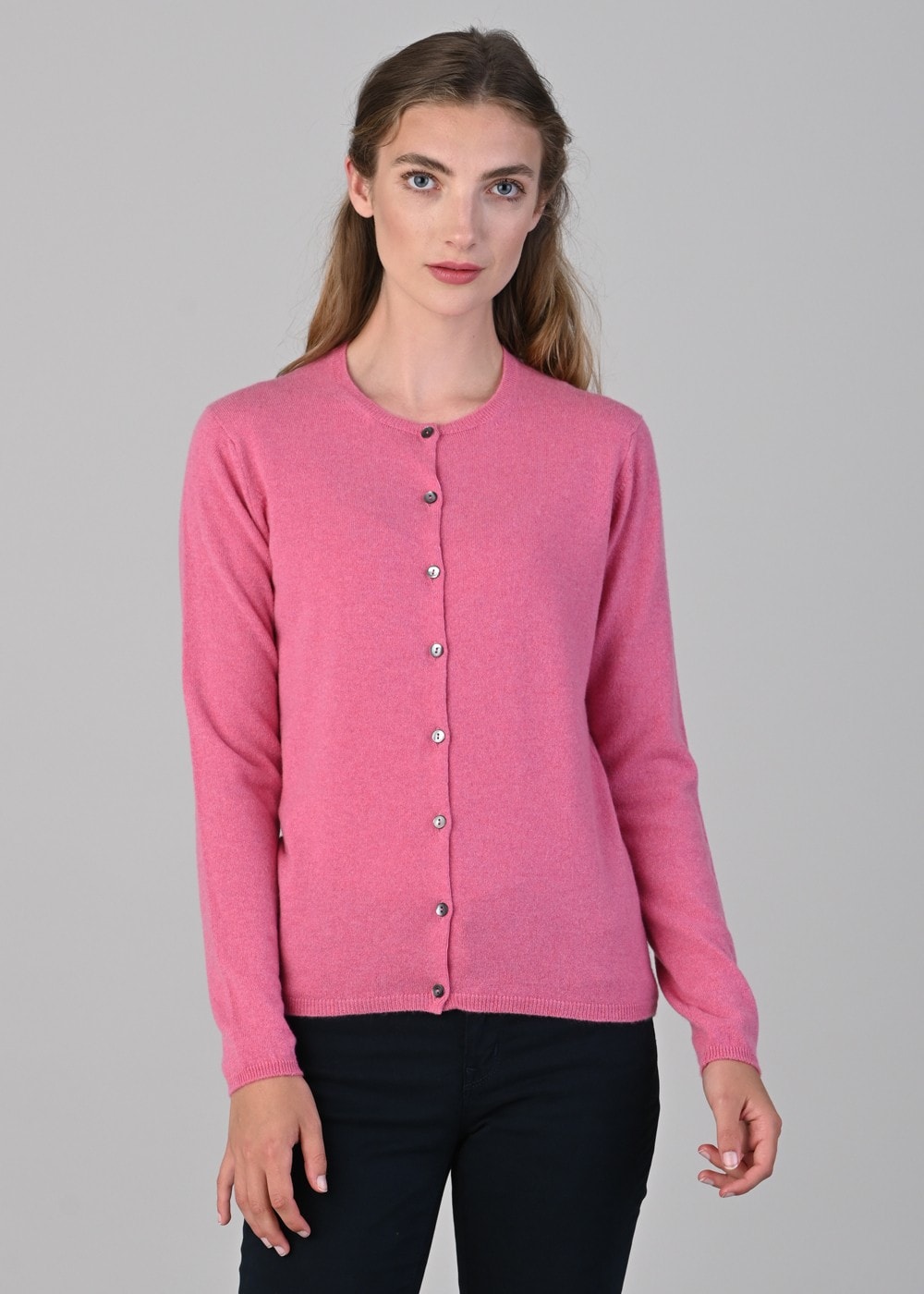 Millie Cashmere High Button Cardigan - Starlet - 3