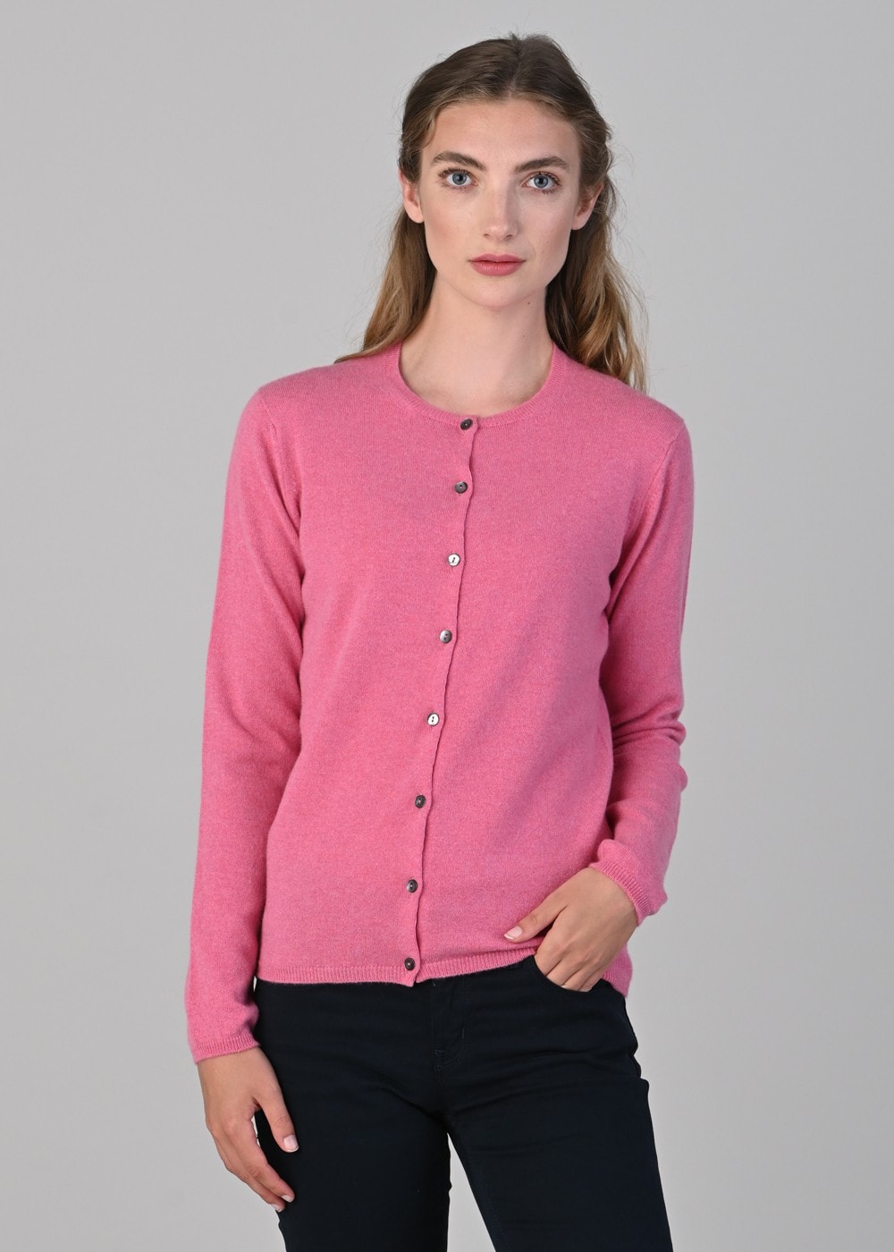 Millie Cashmere High Button Cardigan - Starlet - 4