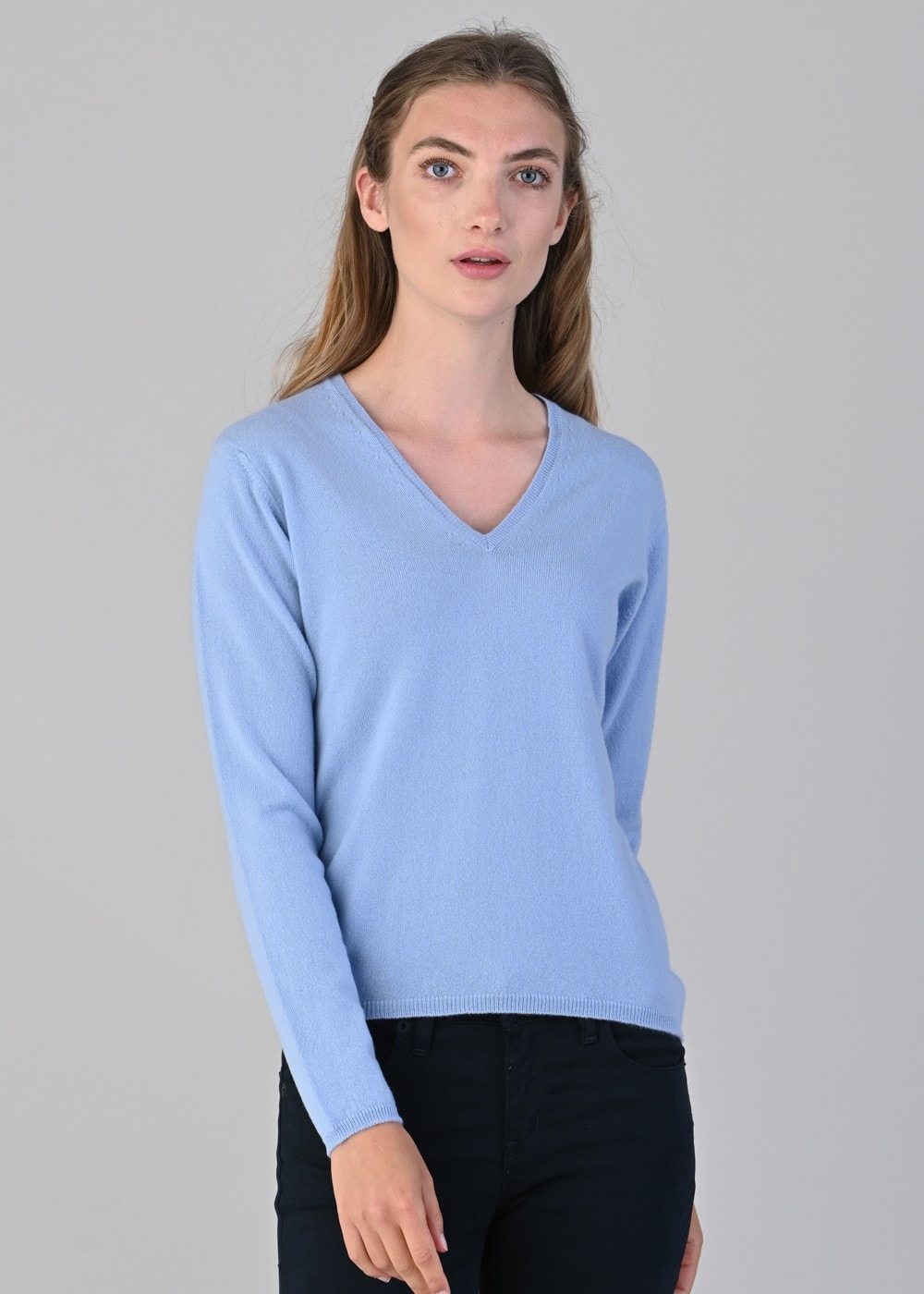 Millie Cashmere Vee Neck - Hyacinth - 3