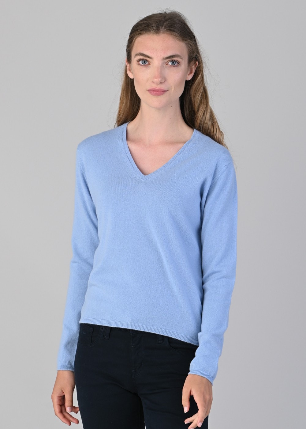 Millie Cashmere Vee Neck - Hyacinth - 4