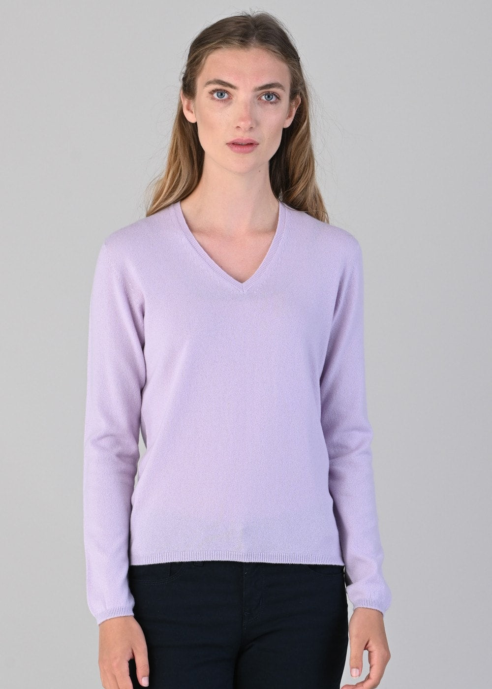 Millie Cashmere Vee Neck - Freesia - 3