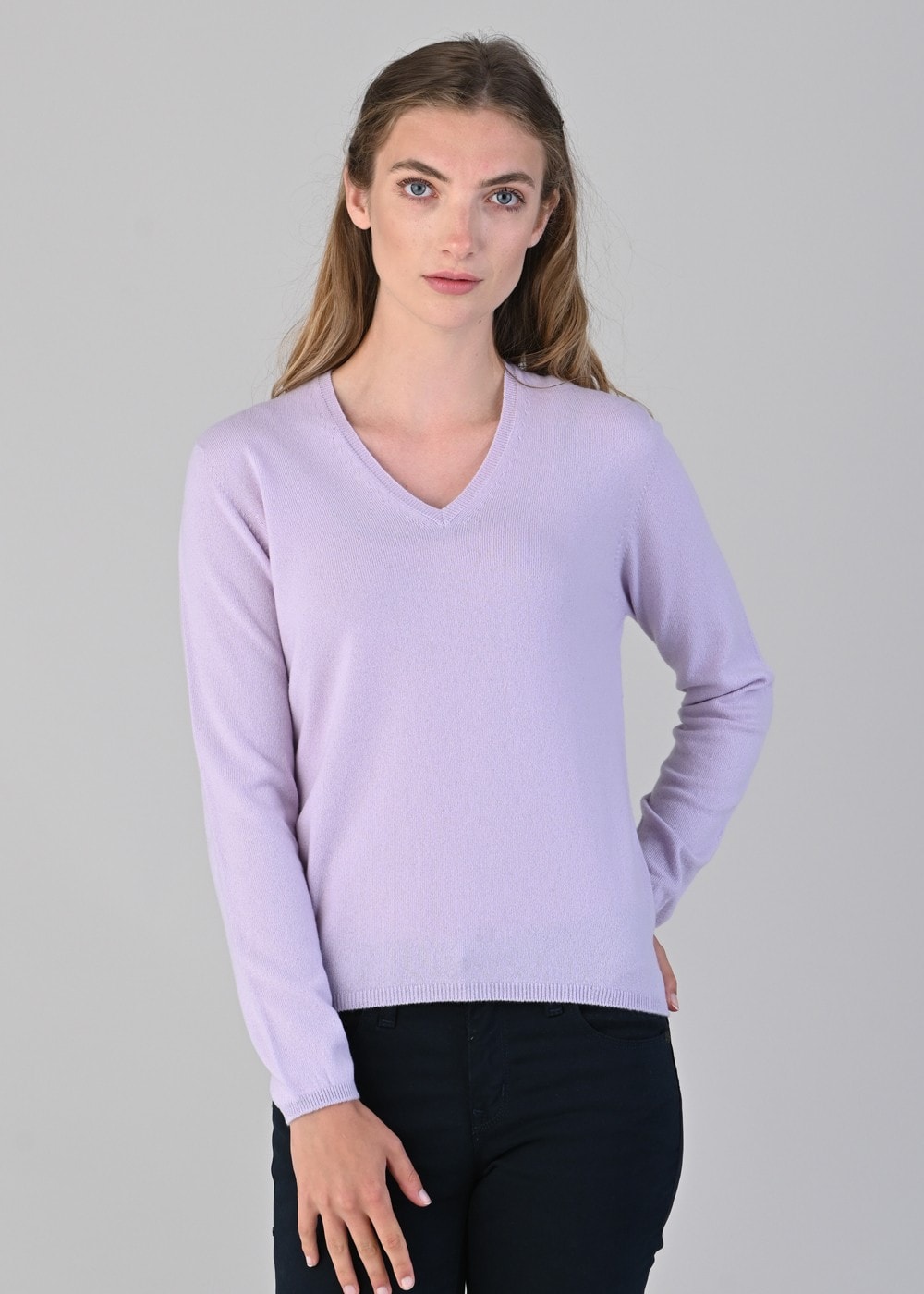 Millie Cashmere Vee Neck - Freesia - 5