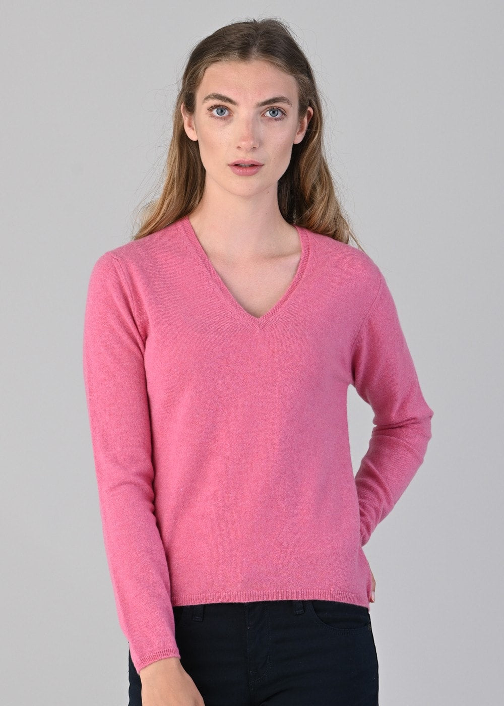 Millie Cashmere Vee Neck - Starlet - 3