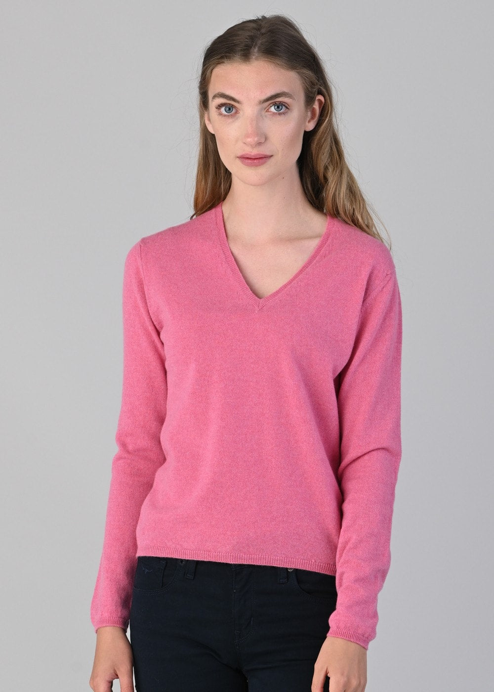 Millie Cashmere Vee Neck - Starlet - 4