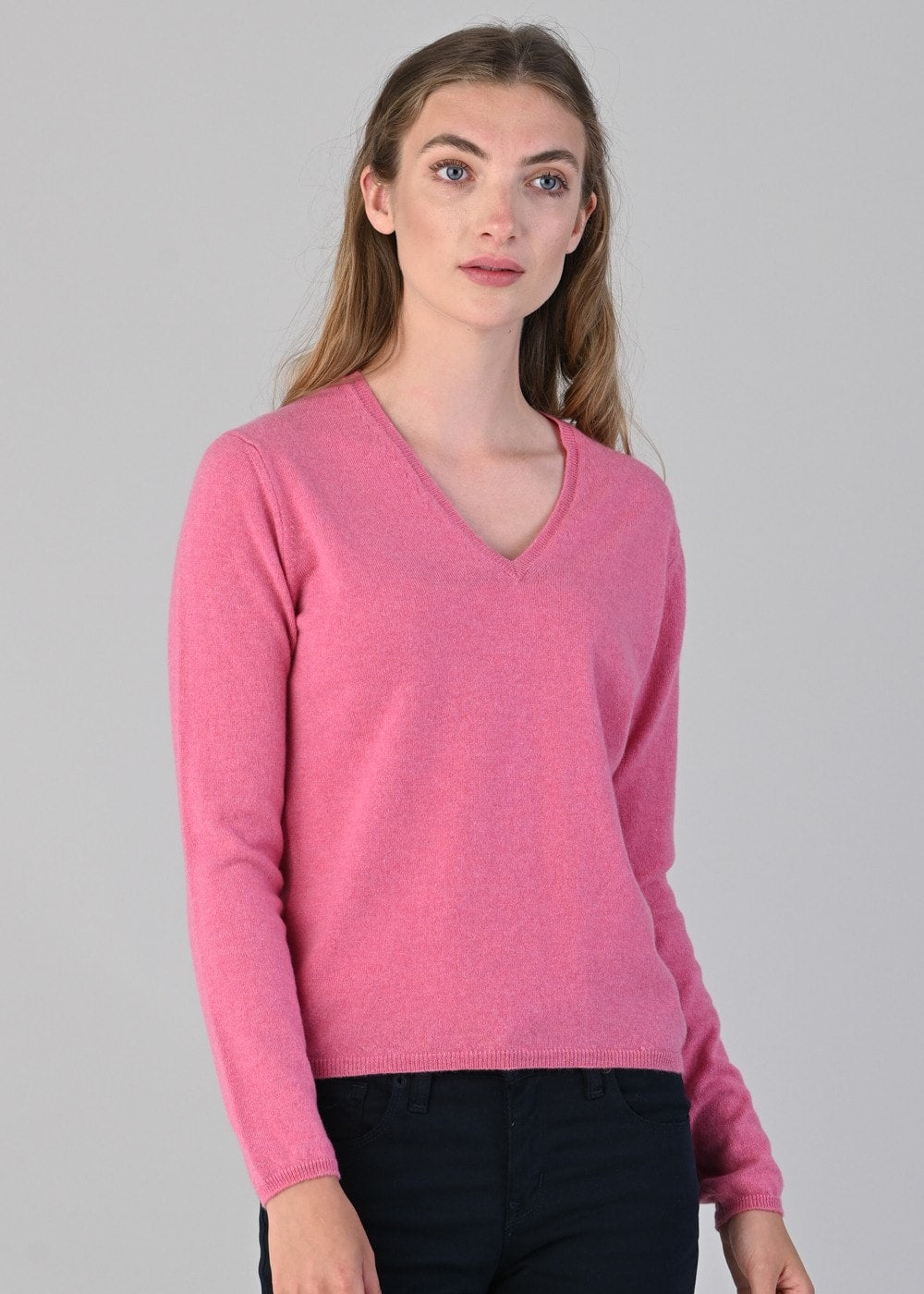 Millie Cashmere Vee Neck - Starlet - 5